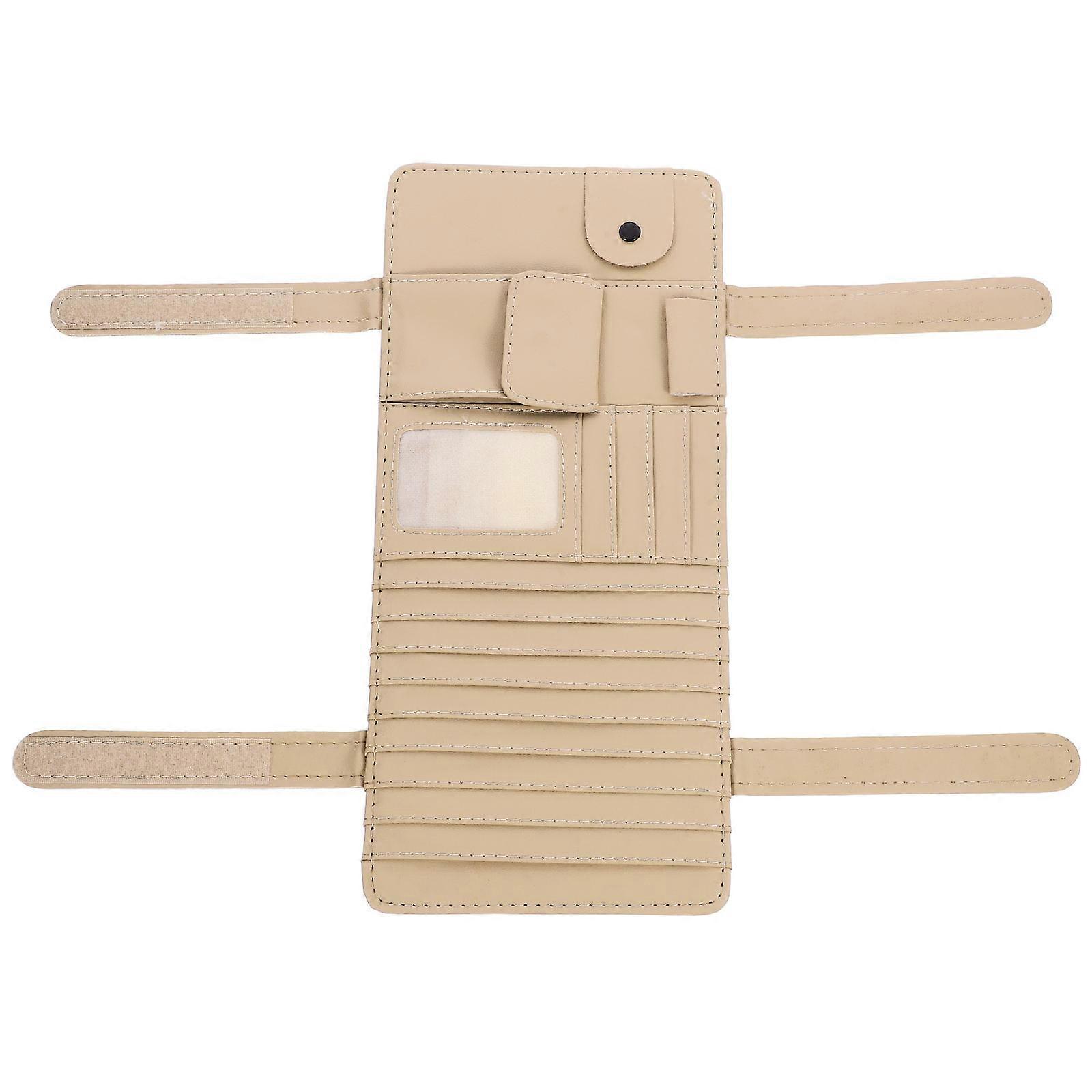 Multifunction Storage Pouch for Car Sun Visor Cd Holder Beige Color