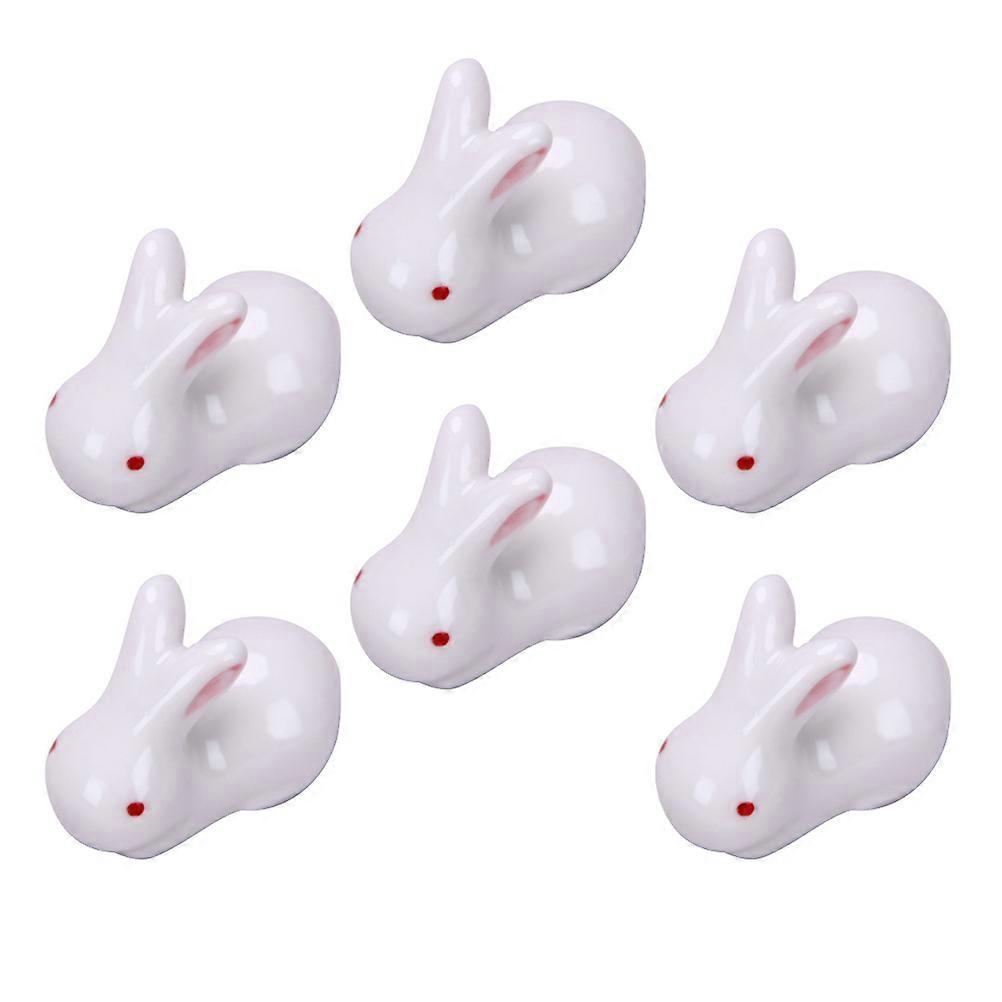 Ceramic White Rabbit Shape Chopsticks Holders for 6Pcs Tabletop Decorations
