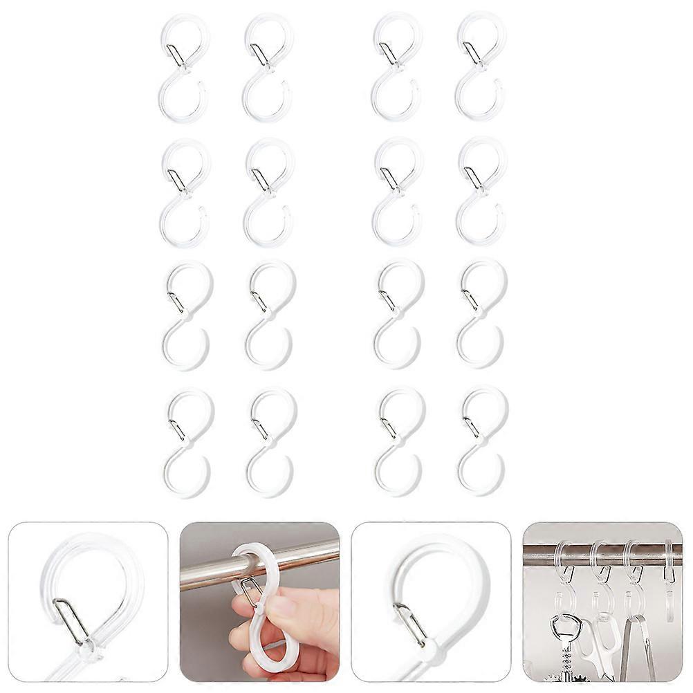 Locking Hook Curtain S-Shaped Hanger for Bathroom Use 16Pcs