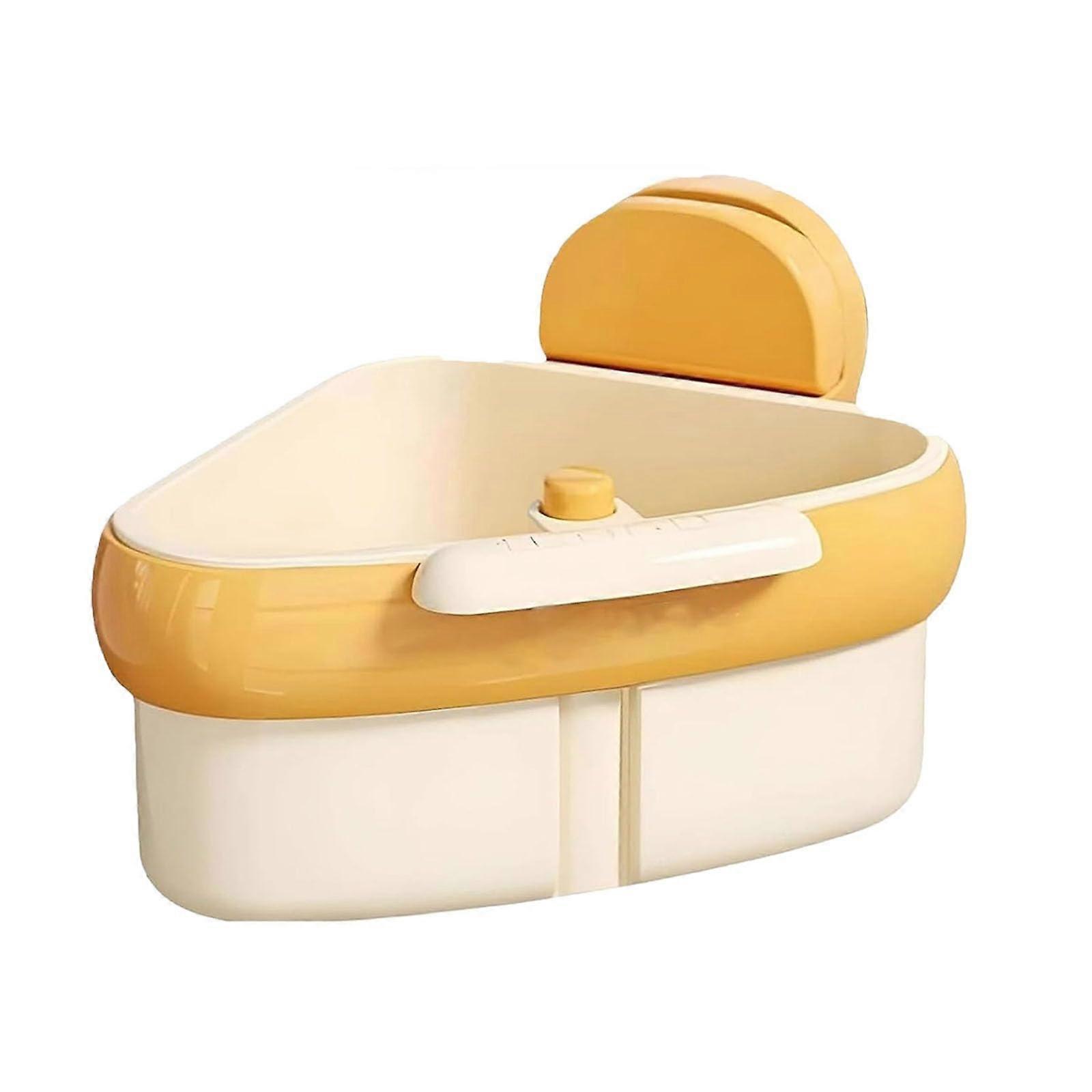 Sink Corner Rack with Strong Suction Cup, SpaceSaving Drain Basket Kitchen Sponge Holder Yellow