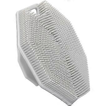 1 brosse de douche en silicone avec crochet et ventouse, pour une exfoliation et un massage en douceur (gris)