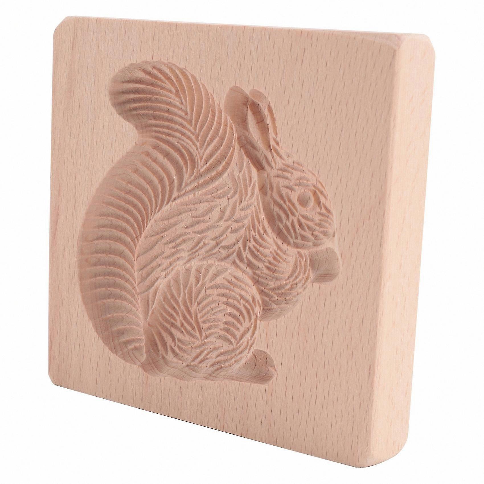 Wooden Cookie Mold for Shortbread and Gingerbread Biscuits (Squirrel Design)