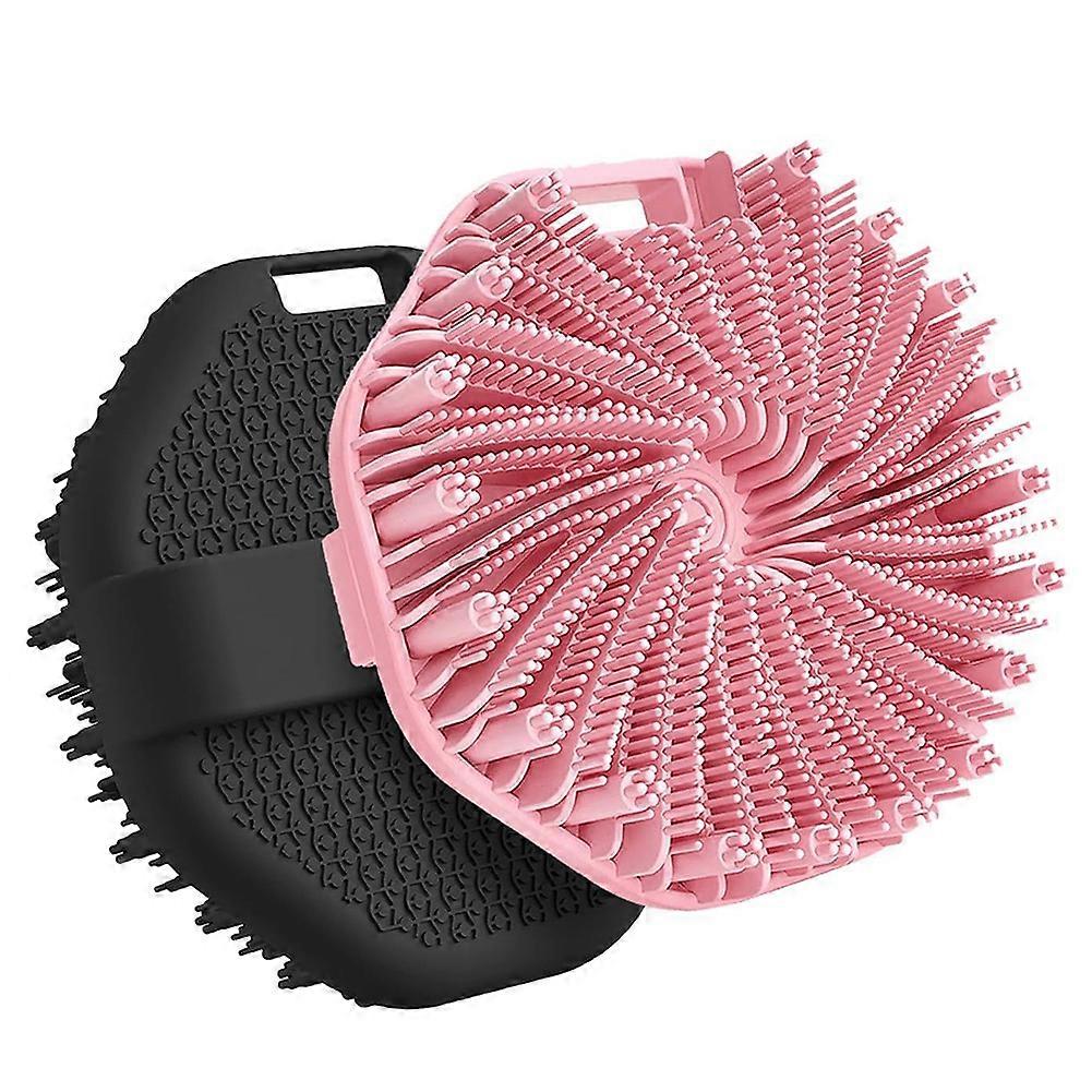 Silicone Bath Brush Deep Exfoliation Bath Brush Back Scrub Bath Brush Black & Pink