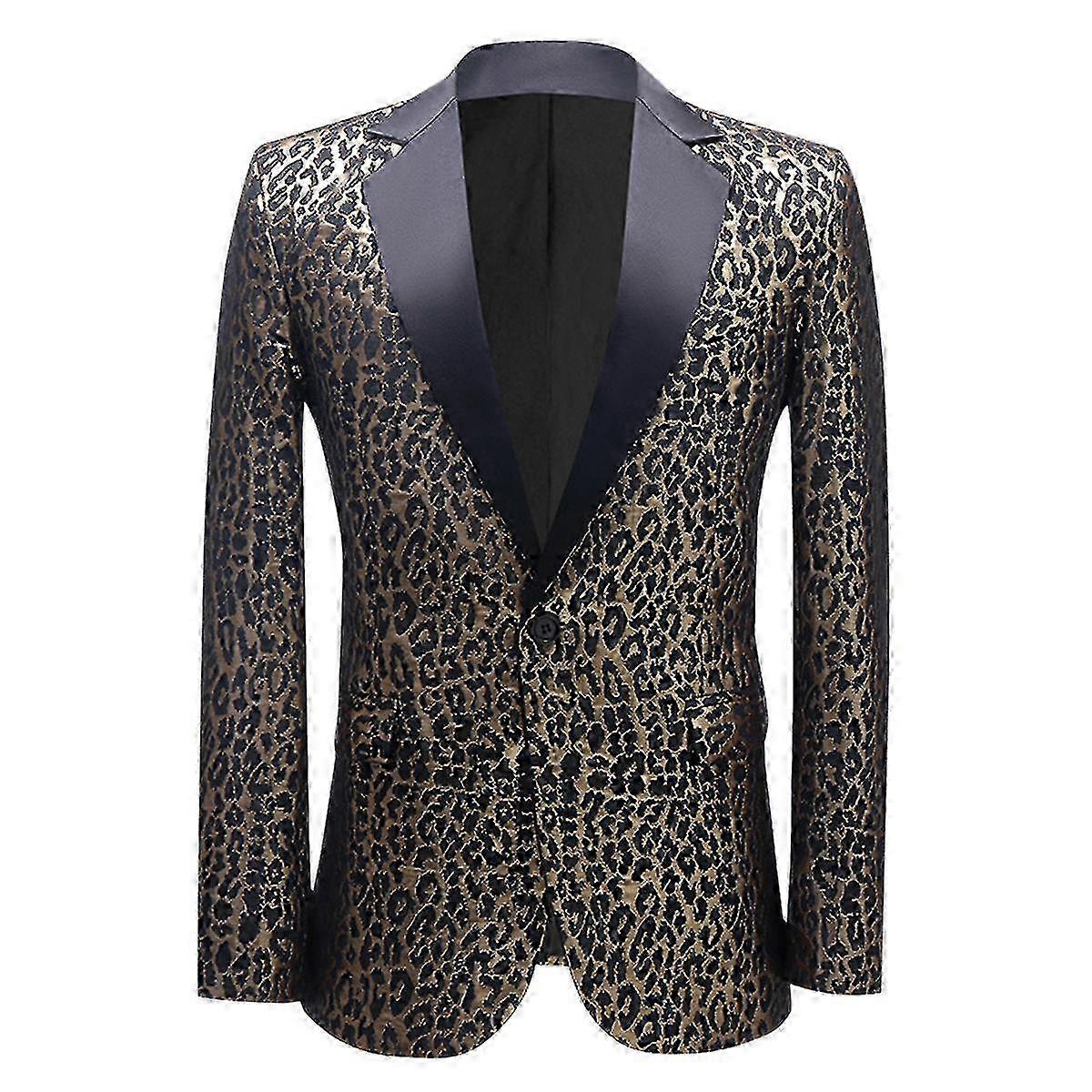Cloudstyle Men's Casual 1 Button Leopard Print Blazer 26s