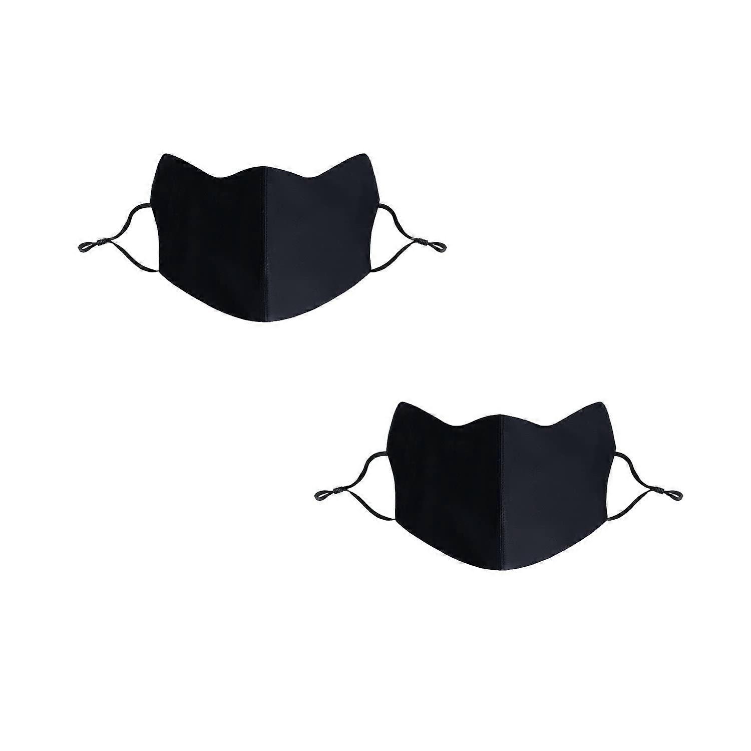 2PCS 100% Mulberry Silk Face Mask with Adjustable Ear Loops Washable Black Reusable Covering