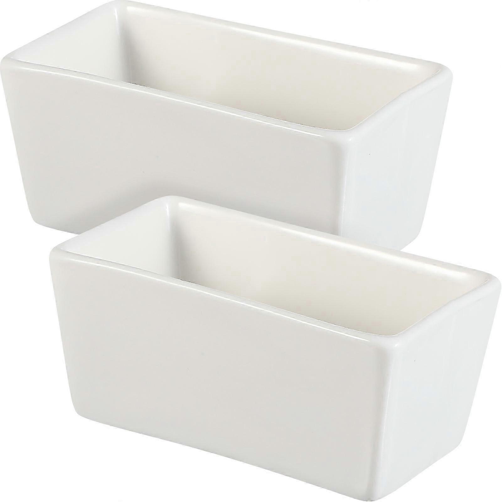 Smooth Edge Ceramic Bowls, Rectangular Containers Perfect for Home and Cafe