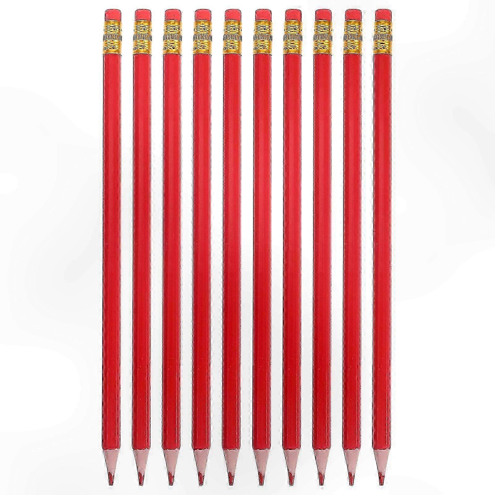 12-Pack Red Pencils with Erasers for Drafting, Coloring, Testing, and Corrections