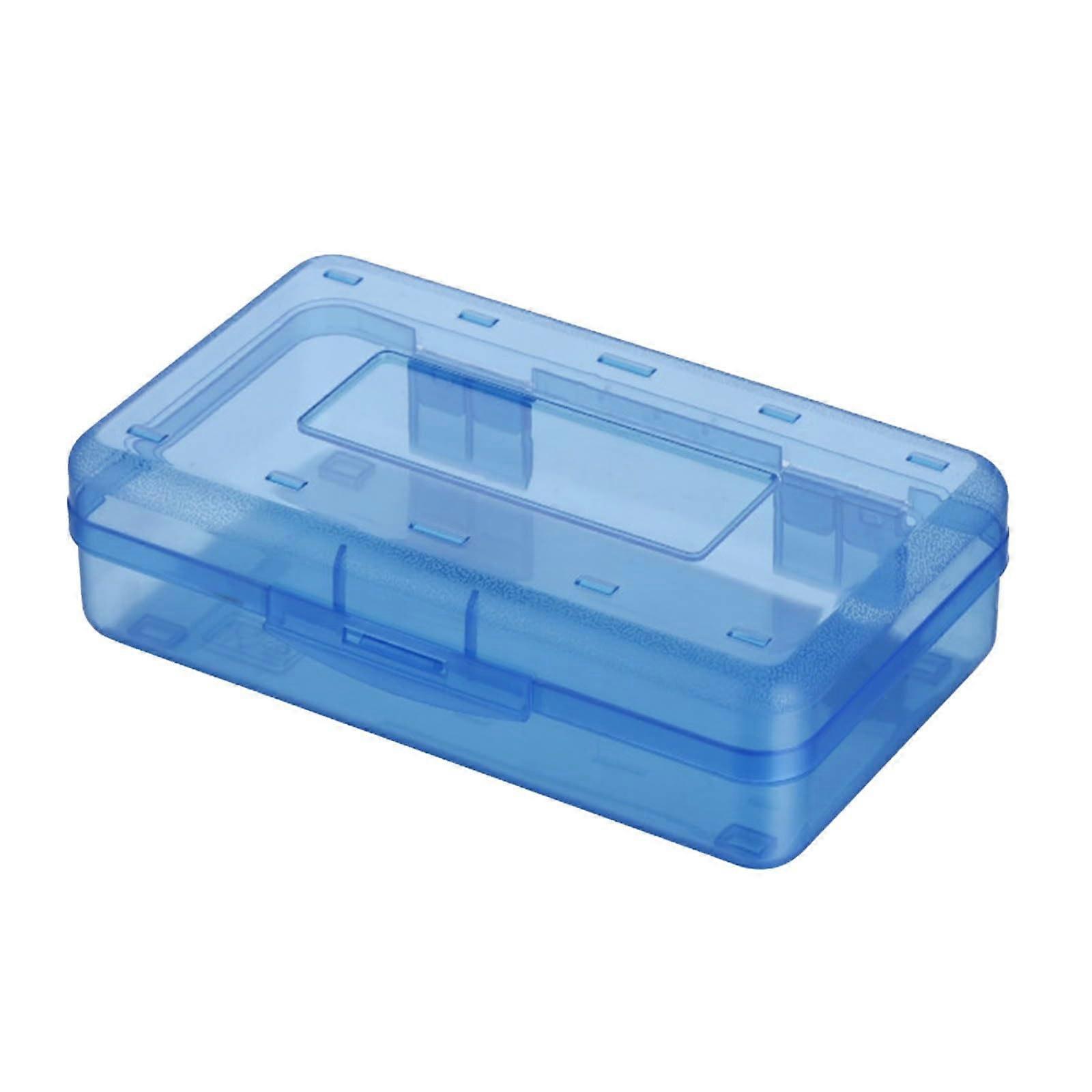 Large Capacity Plastic Pencil Box with SnapTight Lid Clear Stackable Blue Stationery Organizer