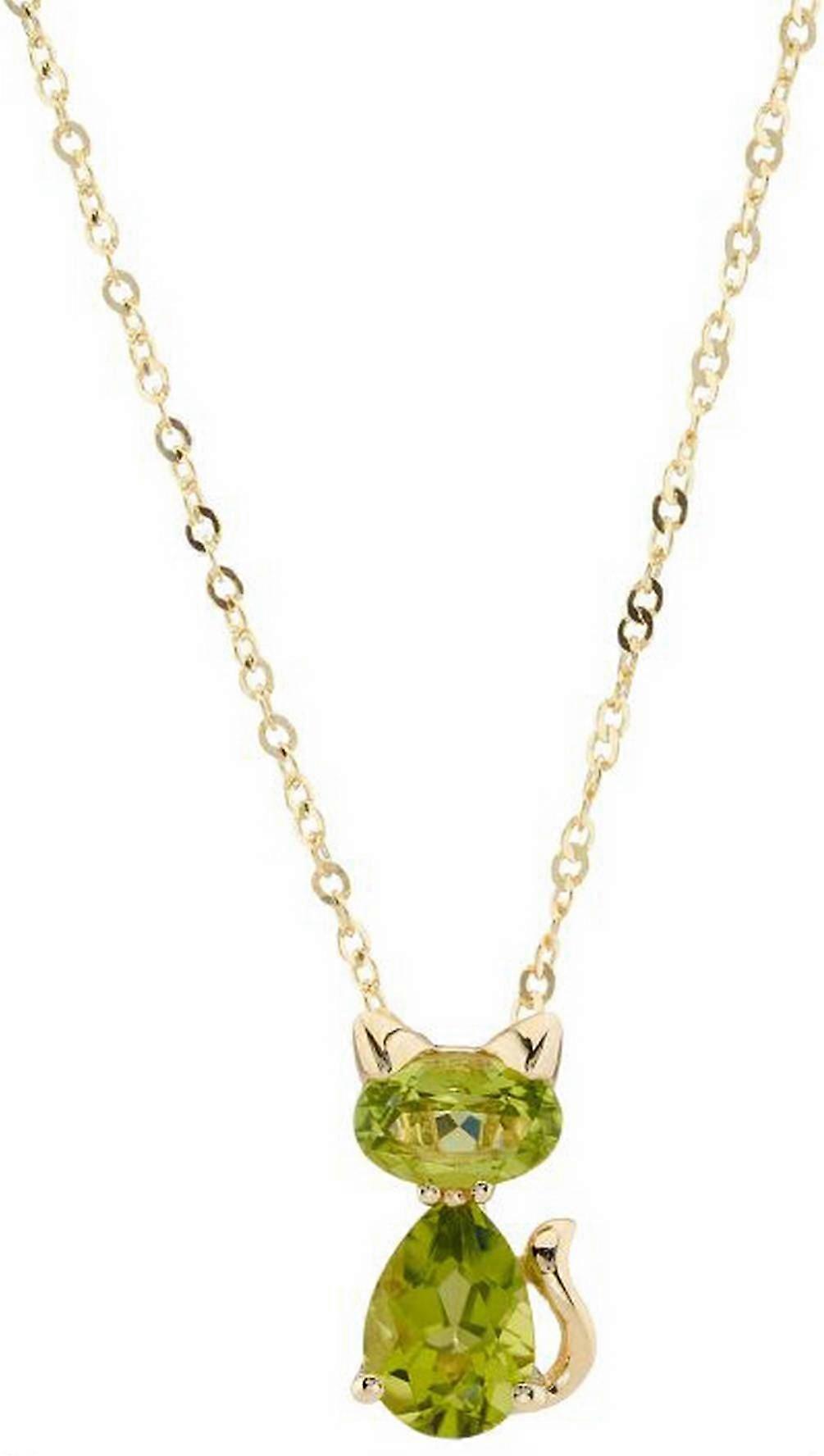 Mark Milton Peridot Cat Pendant - Yellow Gold/Green