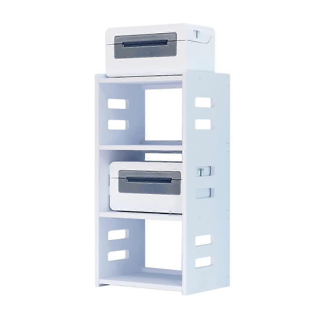 MultiLayer Wooden Printer Stand with Shelves, SpaceSaving Desktop Storage Rack for Home Office