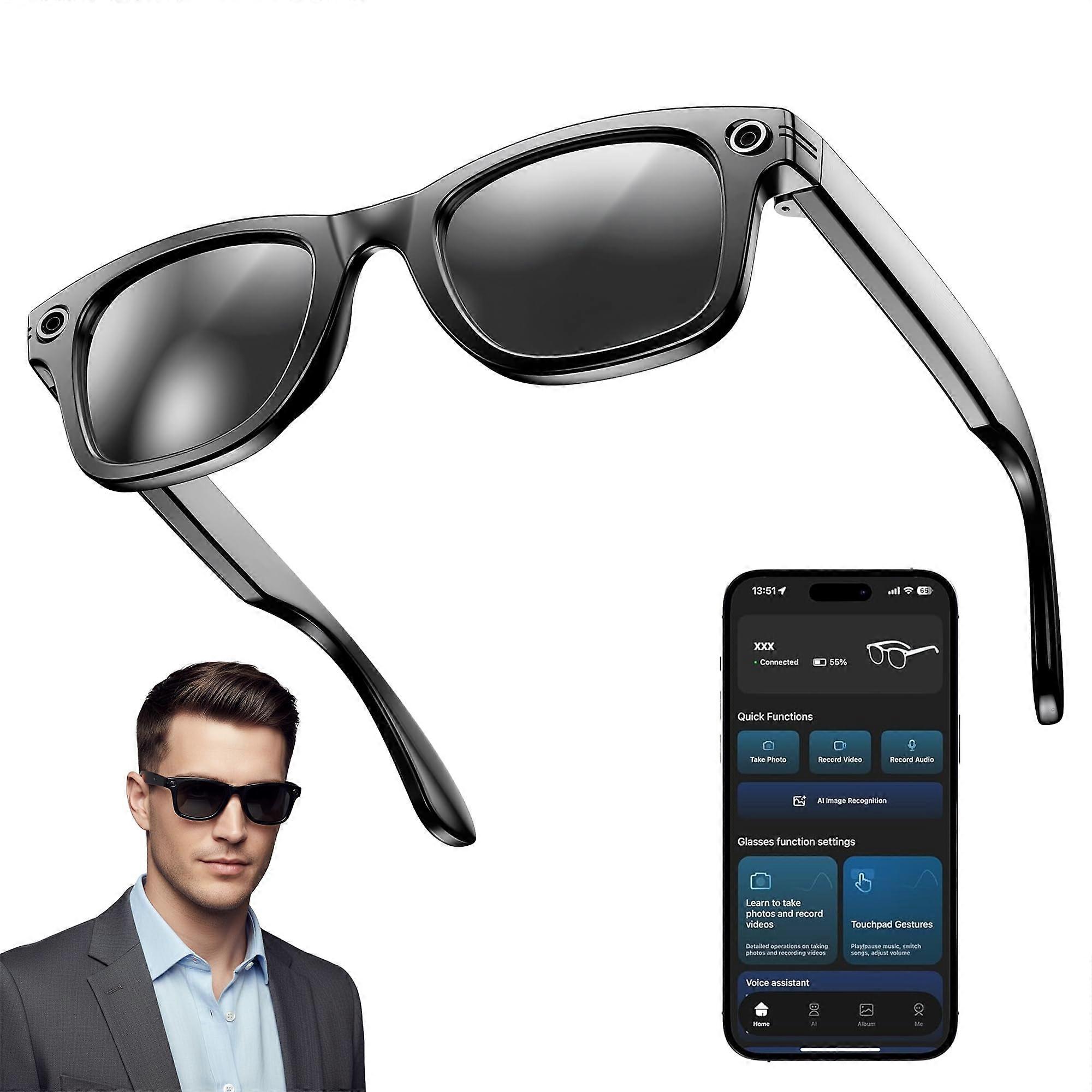 AI Translator Glasses with Camera, Bluetooth Audio, RealTime Translation and Voice Control