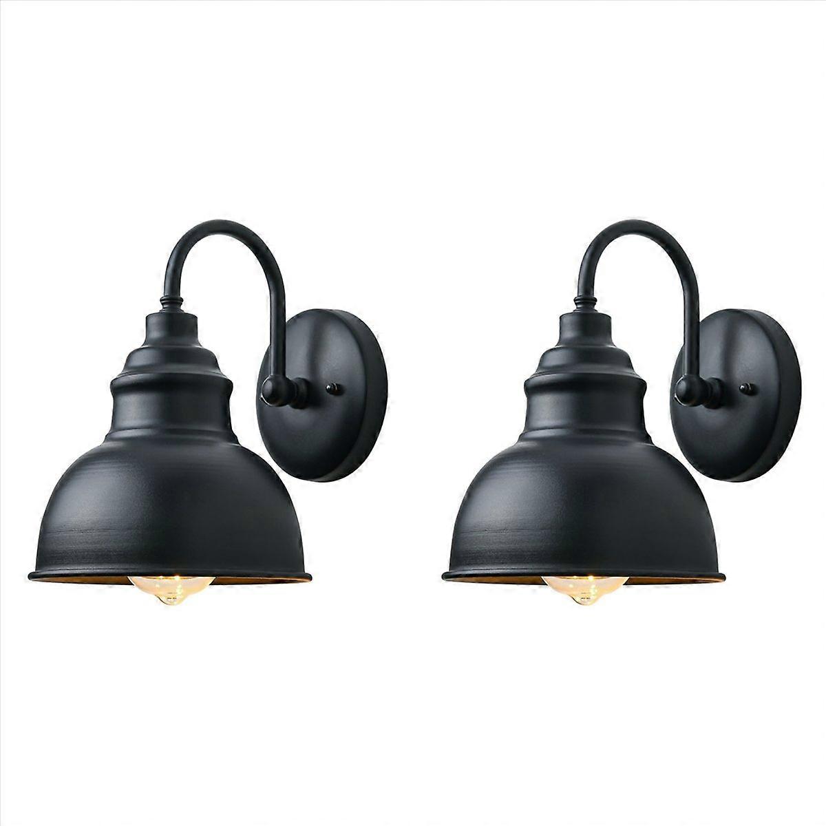 Vintage Wall Sconce Gooseneck Barn Flat Light (Black)