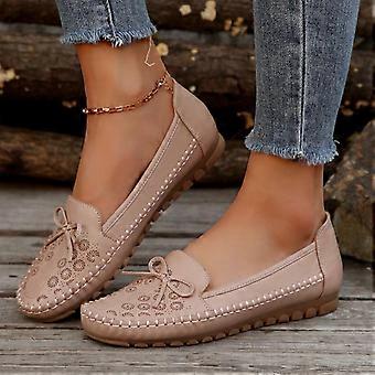 Willtoo Orthopedische leren schoenen, lichtgewicht, antislip en ademend, elegante instappers met strik, roze