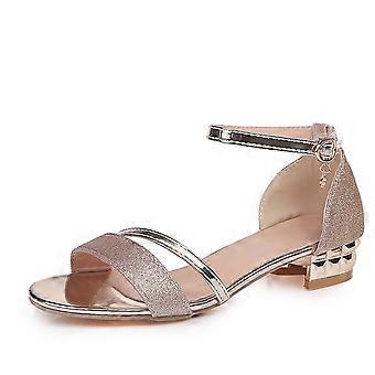 Women's Beach Sandals Hollow Casual Slippers Flat Shoes Retro Sandals Women's Package Heel Sandals Gold