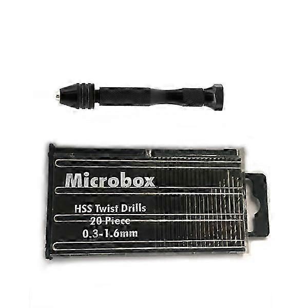 Black Hand Drill with 20 Bits (0.3-1.6 mm)