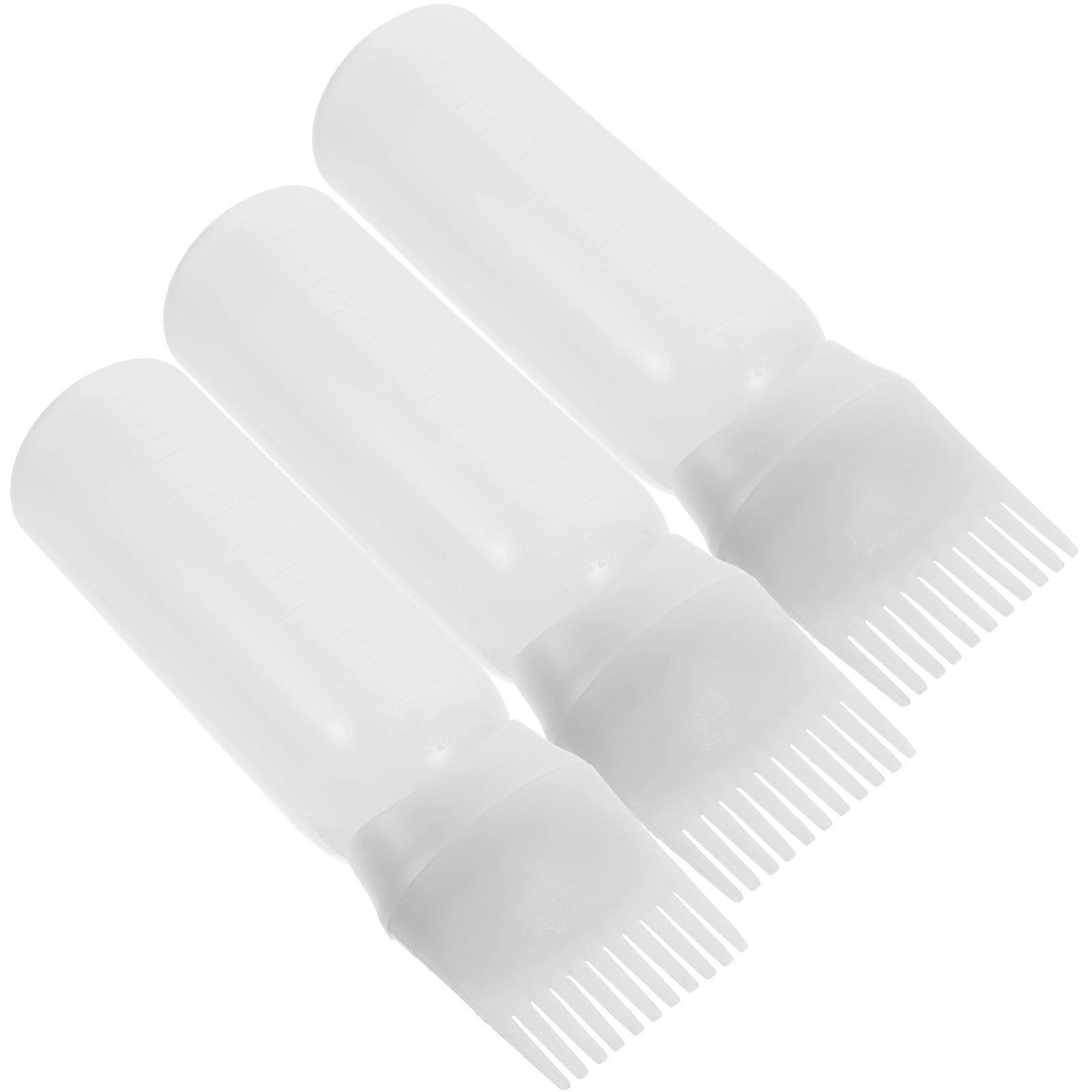 Transparent Root Comb Applicator Bottle for Hair Oiling 3Pcs