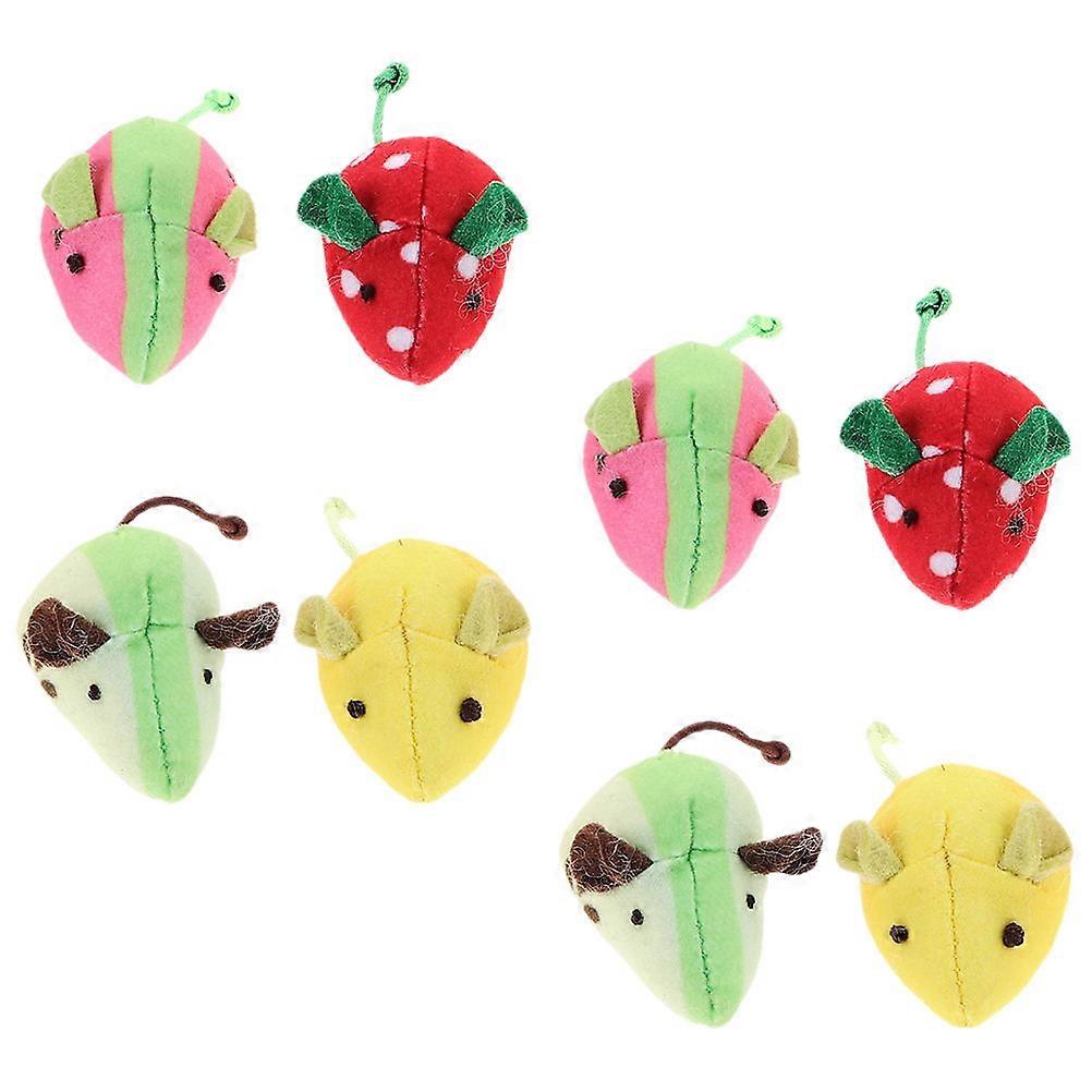Fruit Patterned Mouse Catnip Plush Toy for Pet Interactive 8Pcs Kitten Teething Kit
