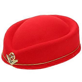 Red Woolen Stewardess Hat for Cosplay Use with Elegant Design