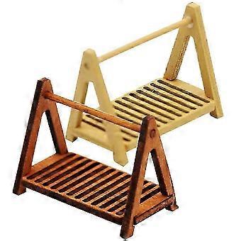 Conjunto de 2 Miniaturas de Casinha de Brinquedo de Madeira para Decoração, Adoráveis ​​Mini Suportes para Pão.
