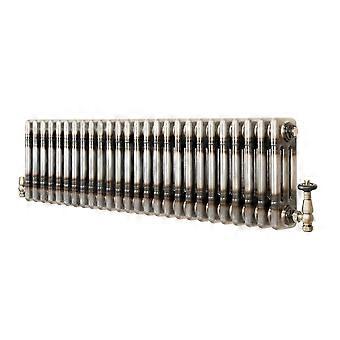 Traditional 3 Column Radiator & Valves – 300mm x 1190mm - Raw Metal