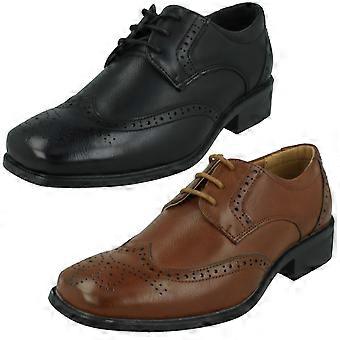 Chaussures d'école garçon Spot On à lacets et petit talon, modèle N1156 - Beige synthétique - Pointure UK 13 - Pointure EU 32 - Pointure US 1