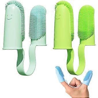 2-pack hundtandborste. Fingertandborstekit. 135 borststrån för enkel tandrengöring. Dubbelfingertandborste för tandvård för valpar. Katter och