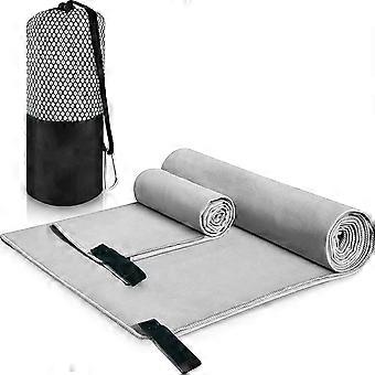 Toalha esportiva de microfibra ultra absorvente de secagem rápida com alça para pendurar, bordas reforçadas para ioga, natação, praia, academia e viagens - Inclui bolsa de armazenamento em tela.