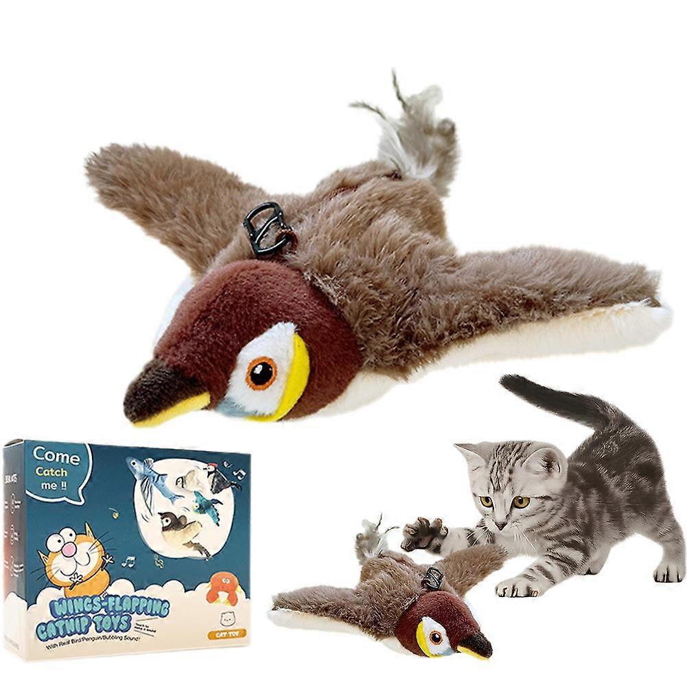Flapping Bird Cat Toy - Squeaky Interactive Plush - Pet Entertainment