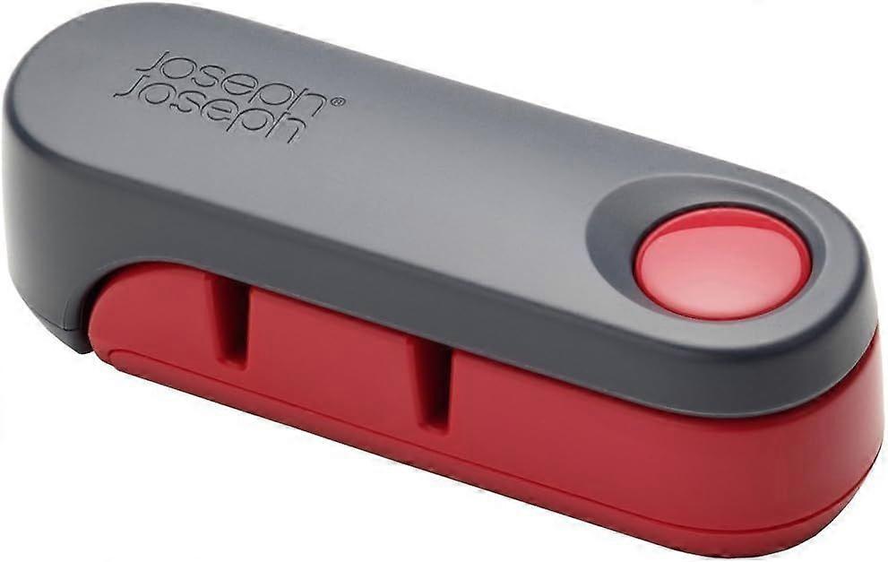Ceramic sharpening stone with foldable handle, non-slip base, red