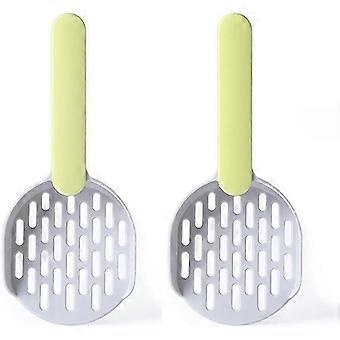 Cat Litter Shovel - Cleaning Tool Made of High Quality ABS Plastic - Durable and Easy to Clean - 2 Piece (Green)