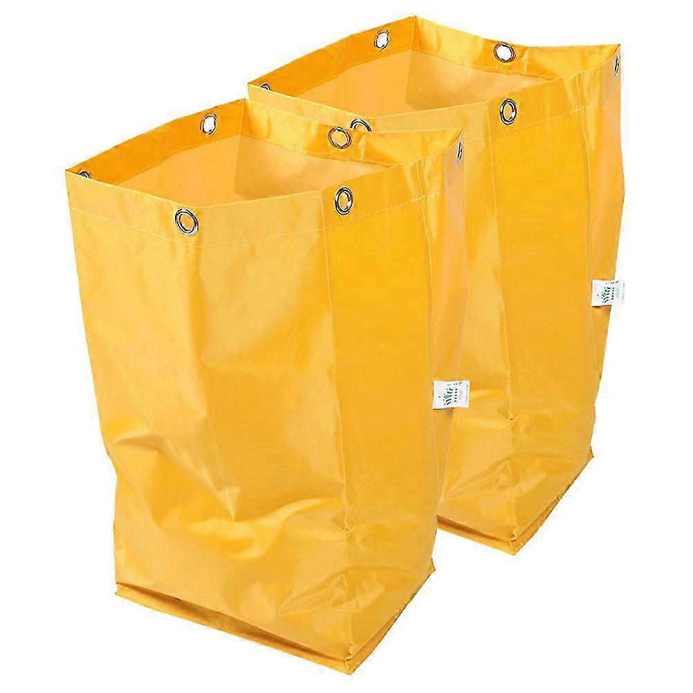 Cleaning Cart Janitorial Bag Canvas Replacement 2Pcs Yellow Multi Functional