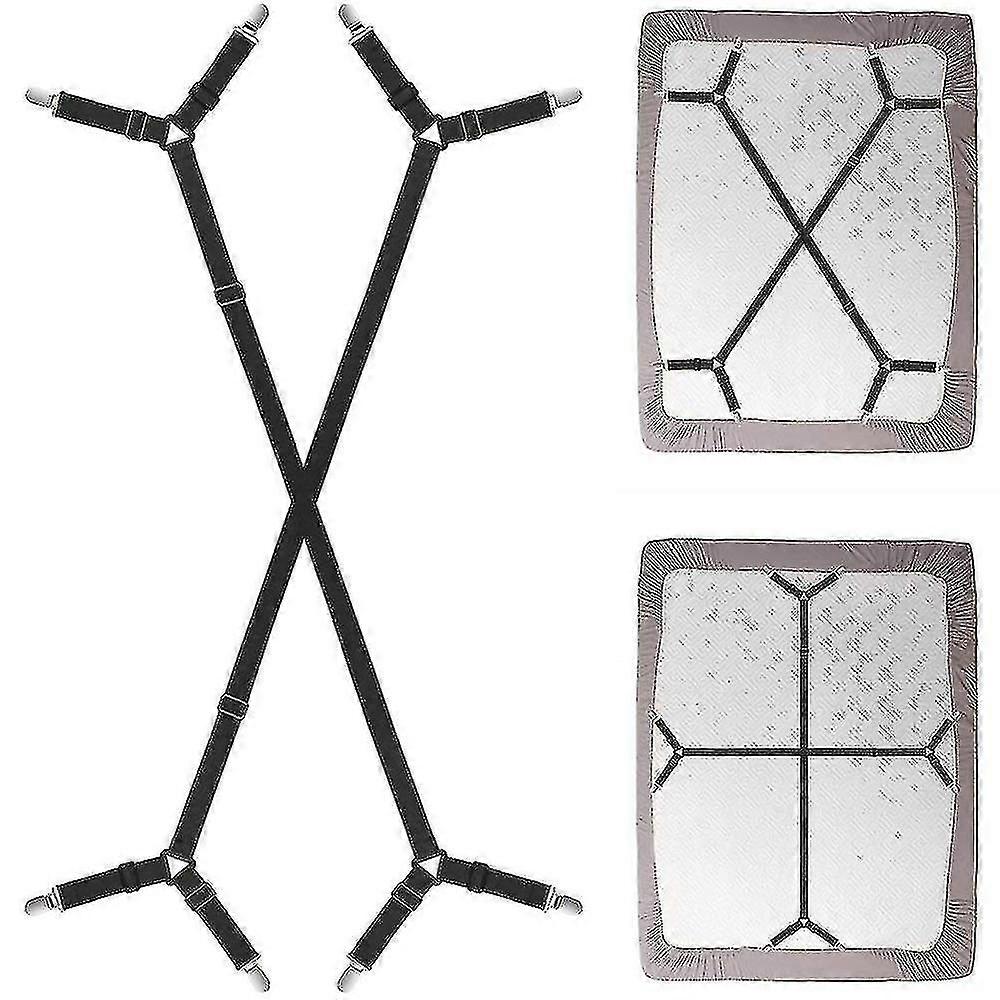 One Set Adjustable Bed/fitted Sheet Straps Suspenders Gripper