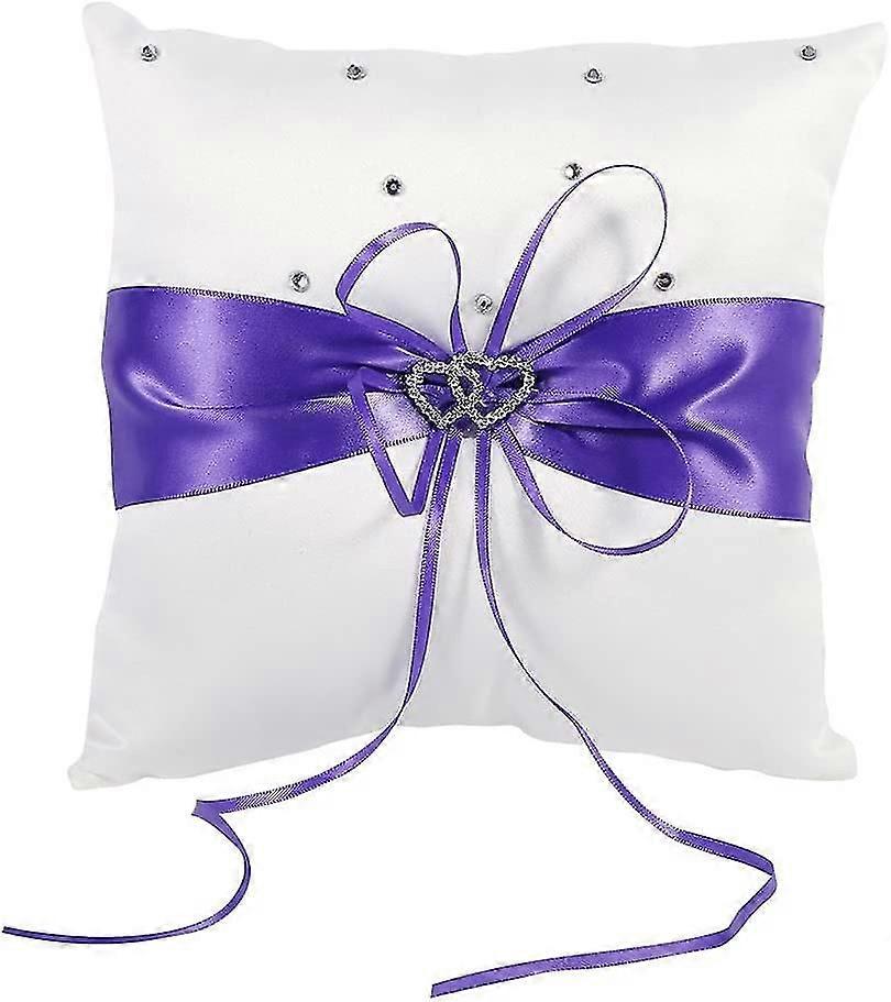 Wedding Ring Pillow, Bowknot Wedding Ring Cushion Square Shape Ring Pillow Elegant