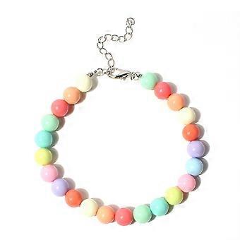 QingHai Pet Collar Candy Colors Decor Accessory Multi-color Fashion Dogs Faux Pearls Necklace Loop Photography Props