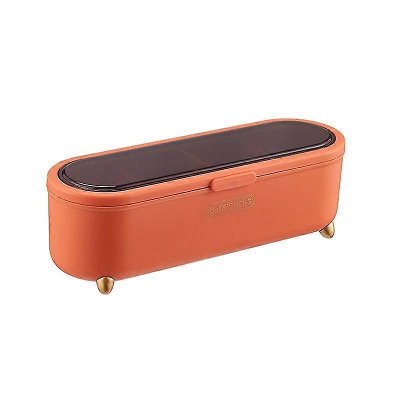 Quick Drain Tableware Container with Lid Plastic Silverware Countertop Storage Organizer Kitchen Accessories