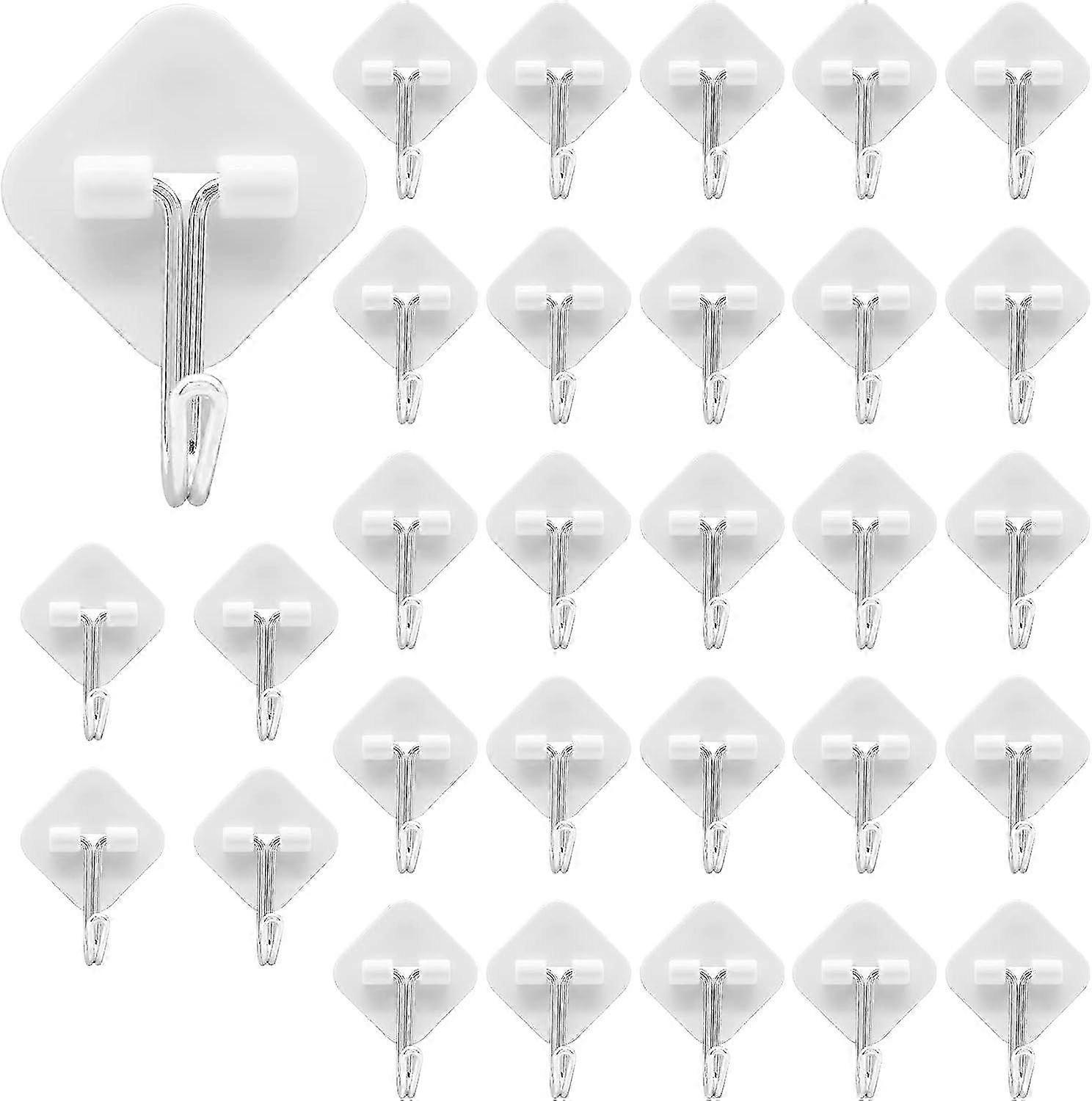 30 Pack Diamond Sticky Hooks Bathroom Shower