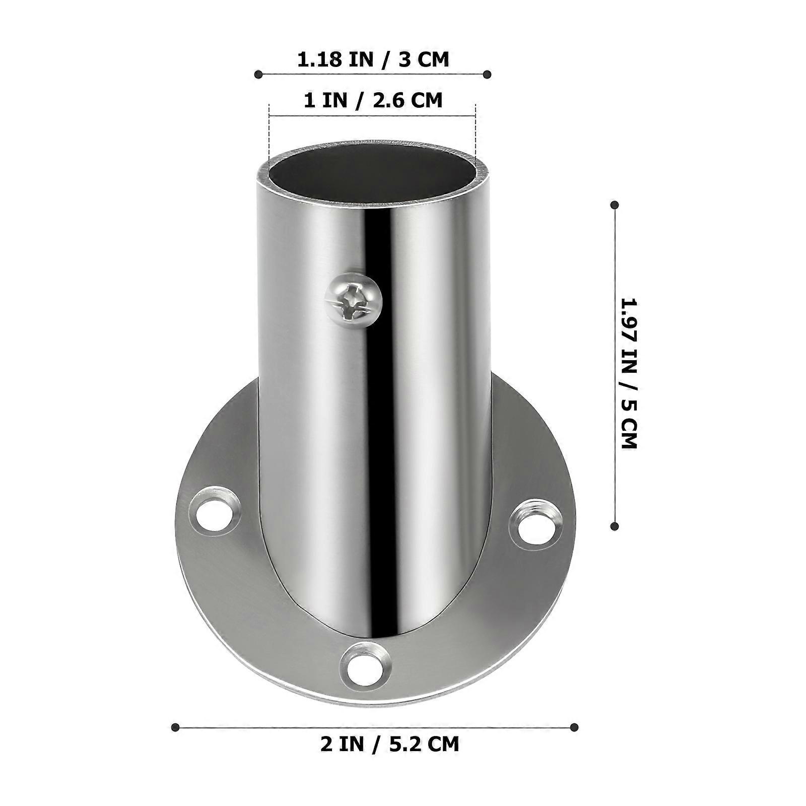 2Pcs Stable Socket Bracket Support Holder Stainless Closet Rod Flanges