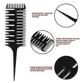 3-Way Sectioning Highlight Comb, Professional Hair Dyeing Comb with Automatic Weaving, Anti-Static Salon Styling Tool for Hair Dyeing