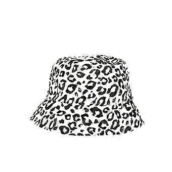 Cappello da sole floscio da donna Cappello a tesa larga Cappello da viaggio con visiera parasole estiva da spiaggia, stampa leopardata bianca