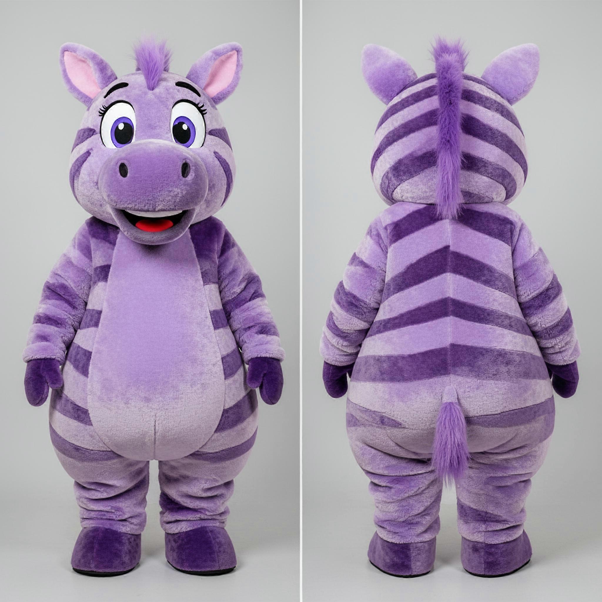 MASTICOT Lavender Striped Cartoon Zebra Mascot