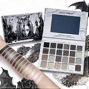 Black Grey Smokey 24 Color Eyeshadow Palette, Matte and Shimmer High Pigmented Black White Gray Shades, Versatile Halloween Eye Makeup Palette