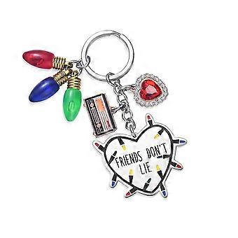 Decorative Accessory Keychain Heart and Light Bulb Stainless Steel Friendship Gift compatible with Anniversary or Daily Use Multicolor