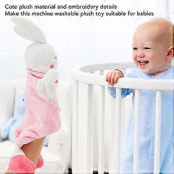 Baby Bunny Hand Puppet Comfort Toy Cute Rabbit Soft Small Machine Washable Plush Animal Blanket for Nap Crib and Playtime,Storytelling Preschool Teach