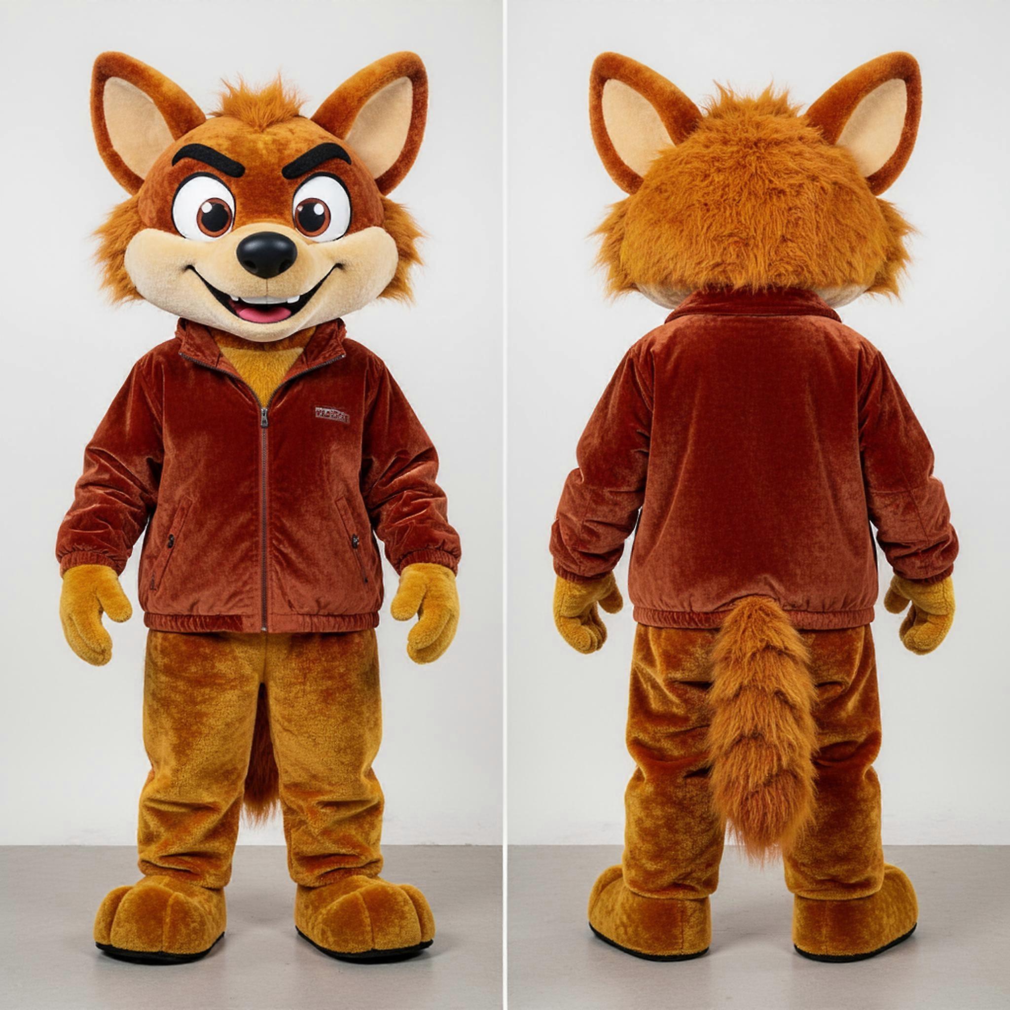 MASTICOT Rust Orange Mischievous Hyena Mascot