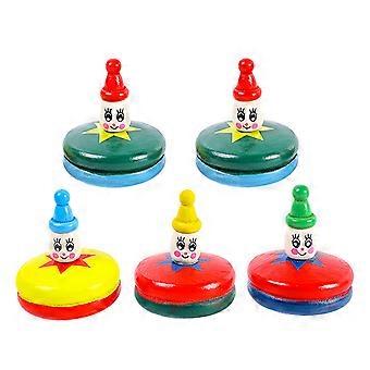Gyroscope Toy Wooden Cartoon Design for Kids 5Pcs Manual Spinning Set