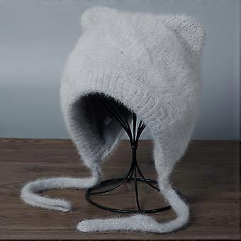 Women's Cat Ear Fleece Hat, Warm Plush Winter Beanie with Faux Fur Ears, Cold-Proof Outdoor Ushanka Cap