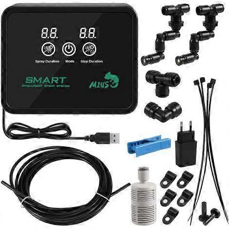 MIUS intelligent automatic misting system with electronic timer, LCD screen and watering controller.