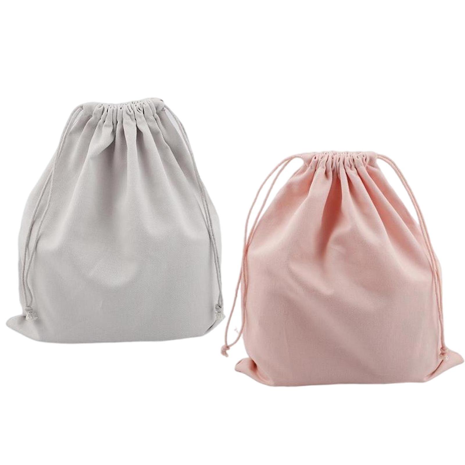 2 Pcs Canvas Drawstring Storage Bag Shoes Laundry Organizer Pouch Portable