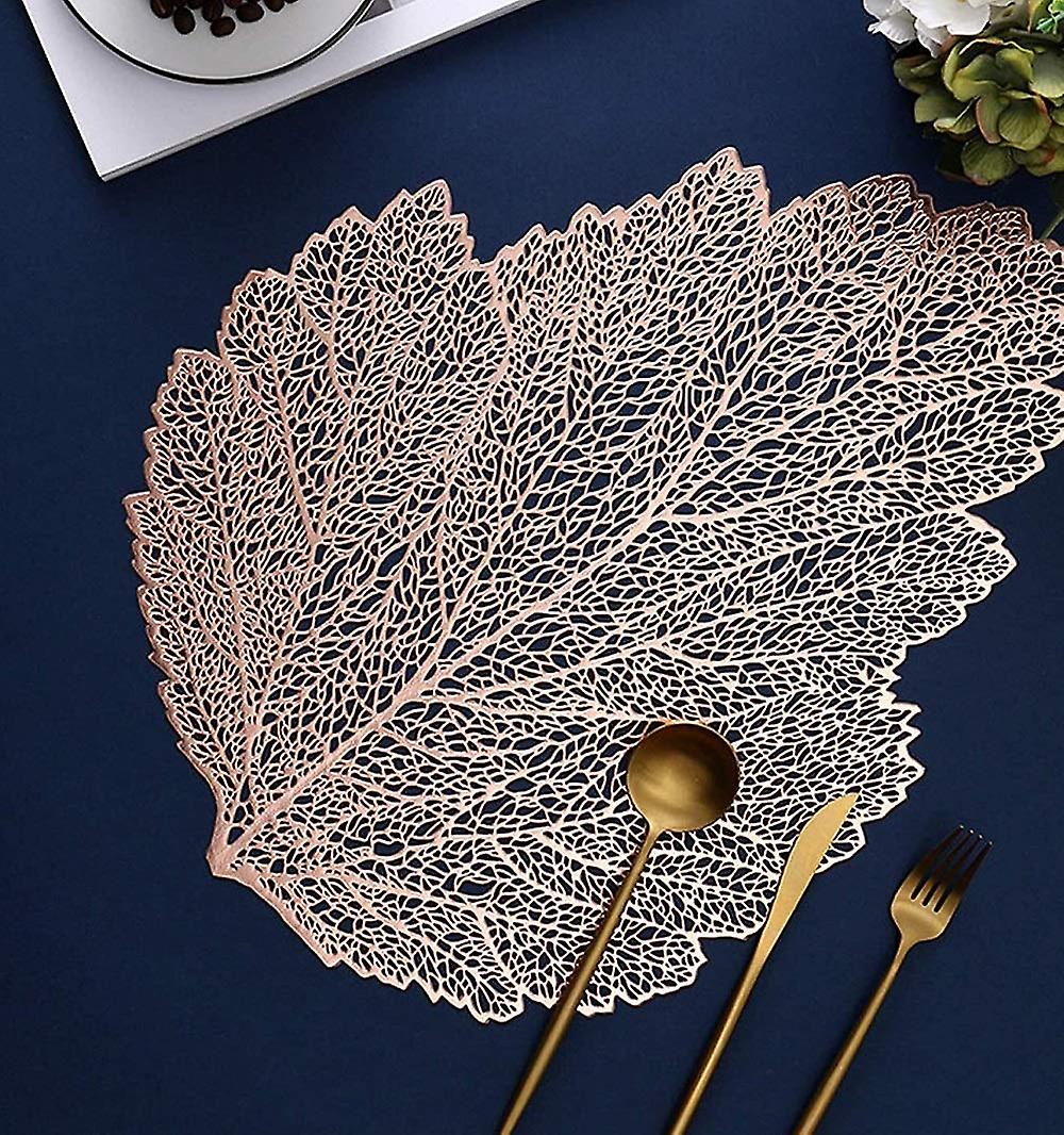 2023 - Set of 6 Round Non-Slip Plastic Placemats for Kitchen Table (Rose Gold A)