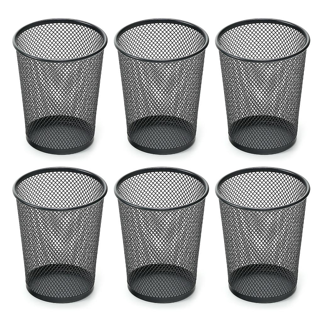 6Pcs Simple Black Pen Holder Cylinder Desk Organizer Holder Jar for Kids